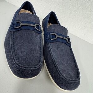 Robert Wayne Mens Navy Blue Textile Suede Loafer Shoes Size 13D
